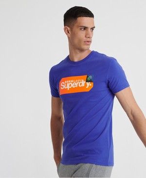 Superdry Core Logo Tag Férfi Pólók Kék | ZSFNY2584